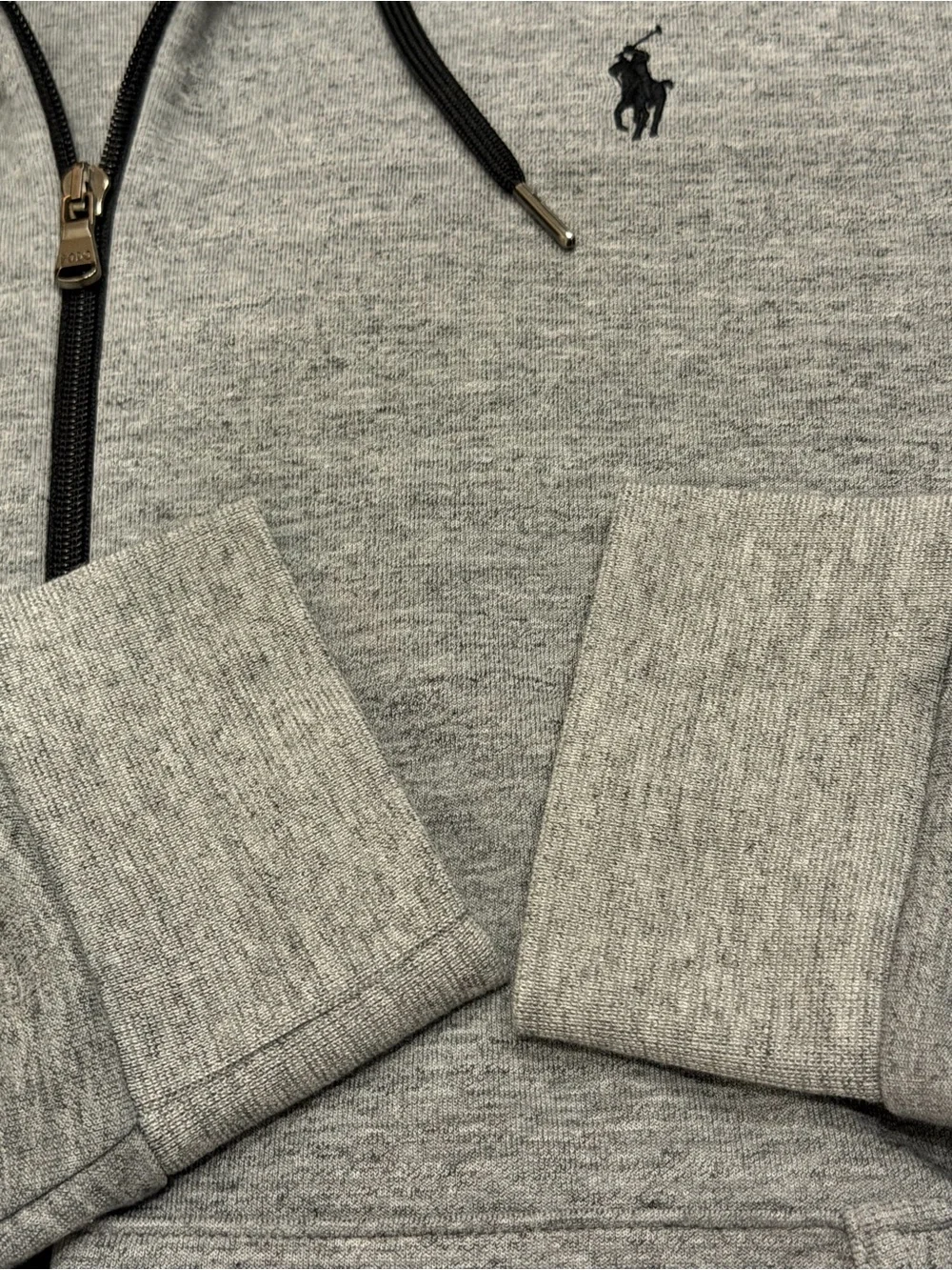 Polo Ralph Lauren Gray Double-Knit Full-Zip Hoodie Size L Authentic QR code